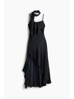 H&M - Women Black Scarf-Detail Satin Dress