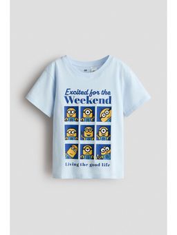 H&M - Boys Blue Print-Motif Cotton T-Shirt