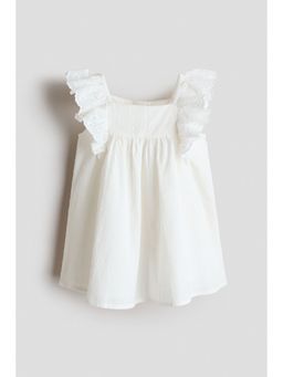 H&M - Girls White Frill-Trimmed Cotton Dress
