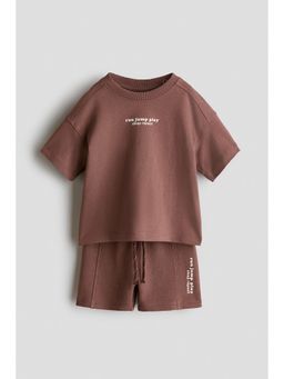 H&M - Boys Brown 2-Piece T-Shirt And Shorts Set