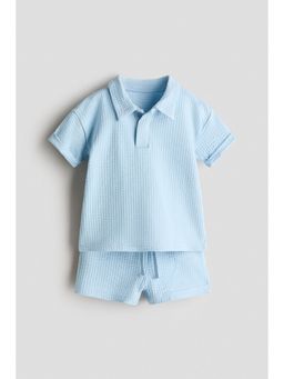 H&M - Boys Blue 2-Piece Waffled Cotton Set