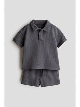H&M - Boys Grey 2-Piece Waffled Cotton Set