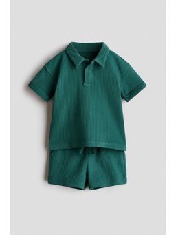 H&M - Boys Green 2-Piece Waffled Cotton Set