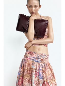H&M - Women Orange Ruched-Waist Skirt