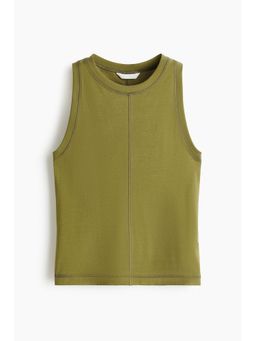 H&M - Women Green Flatlock-Seam Vest Top