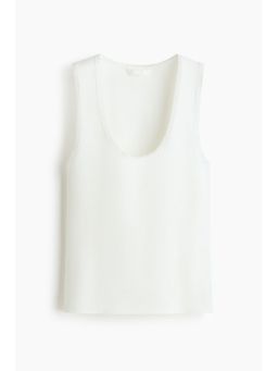 H&M - Women White Lace-Trimmed Vest Top