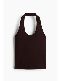 H&M - Women Brown Cotton Halterneck Top