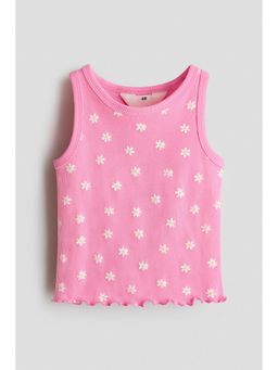 H&M - Girls Pink Ribbed Cotton Vest Top