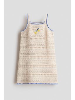 H&M - Girls Beige Embroidery-Detail Cotton Dress