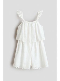 H&M - Girls White Broderie-Anglaise Cotton Jumpsuit
