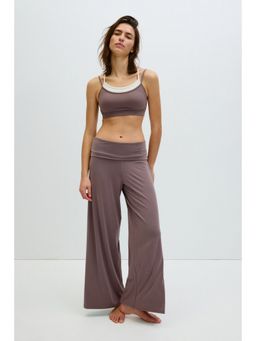 H&M - Women Beige Foldover-Waist Sports Trousers