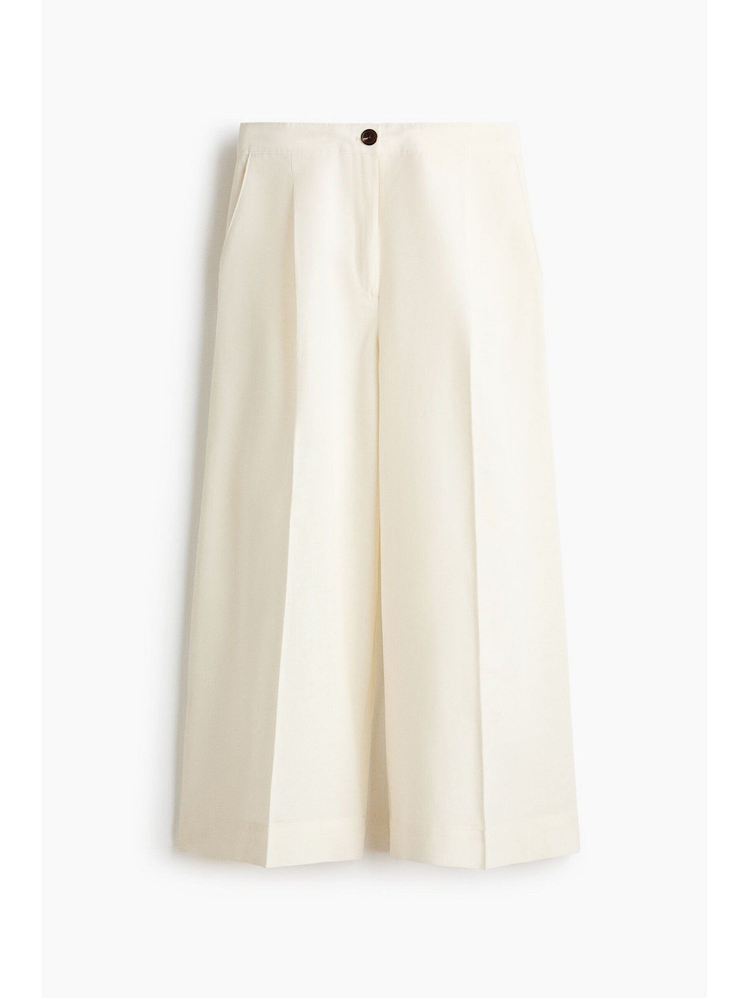 h&m Women White Ankle-Length Linen-Blend Trousers-picture-22