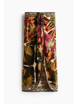 H&M - Women Orange Draped-Detail Midi Skirt