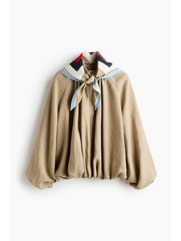 H&M - Women Beige Bubble-Hem Jacket With Scarf