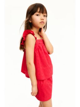 H&M - Girls Red 2-Piece Linen-Blend Set