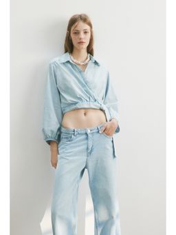 H&M - Women Blue Denim Wrap Blouse