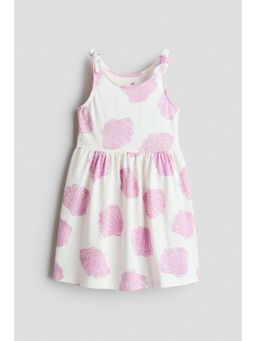 H&M - Girls White Printed Cotton Dress