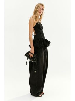 H&M - Women Black Bubble-Hem Strappy Top
