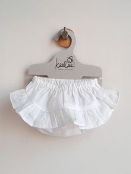 Keebee Organics - Cotton Ruffled White Solid Baby Bloomer