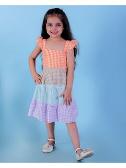 The Mom Store - Rainbow Checkered Charm Girls Casual Dress