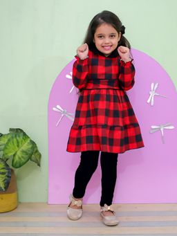 The Mom Store - Red Plaid Flannel Girls Winter Dress