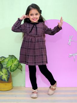 The Mom Store - Wine Plaid Flannel Girls Winter Dress