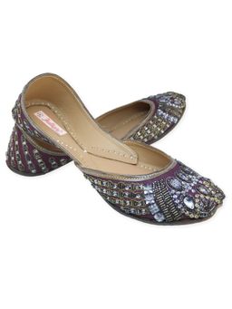 fulkari - Lilac Purpule Gold Leather Juttis