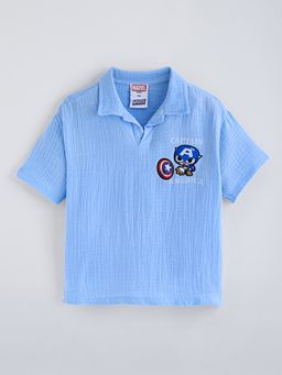 Hopscotch - Captain America Textured Cotton Polo T-Shirt