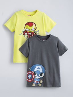 Hopscotch - Captain America And Iron Man Cotton T-Shirts (Pack Of 2)