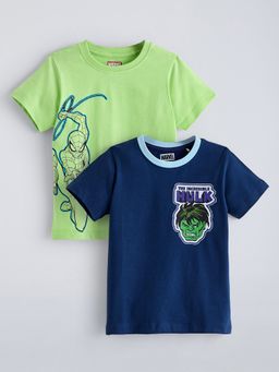 Hopscotch - Hulk And Spider Man Cotton T-Shirts (Pack Of 2)