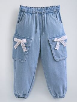 Hopscotch - Lace Bow Applique Cotton Denim Jeans