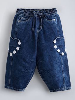 Hopscotch - Heart Patch Floral Denim Balloon Fit Jeans
