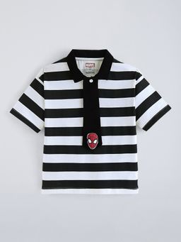 Hopscotch - Boys Stripe Spiderman Polo T-Shirt With Tie