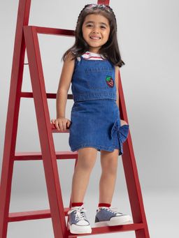 Hopscotch - Strawberry Denim Top, T-Shirt And Skort