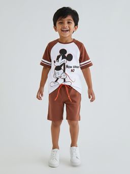 Hopscotch - Mickey Mouse Raglan Sleeves T-Shirt And Short