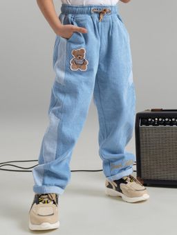 Hopscotch - Teddy Applique Loose Fit Denim Jeans