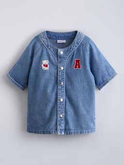 Hopscotch - Varsity Patch Relaxed Denim Shirt