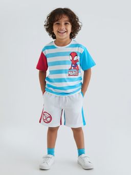 Hopscotch - Spider Man Striped T-Shirt And Short