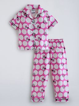 Hopscotch - Minnie Mouse Bow Applique Shirt With Pyjama