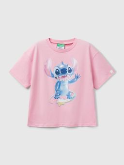 United Colors of Benetton - Regular Fit Pink Round Neck Graphic Print T-Shirt