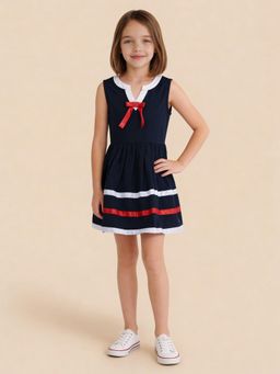 U.S. POLO ASSN. - Girls Nautical A-Line Bow Dress