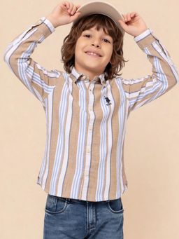 U.S. POLO ASSN. - Kids Boys Vertical Striped Dobby Shirt
