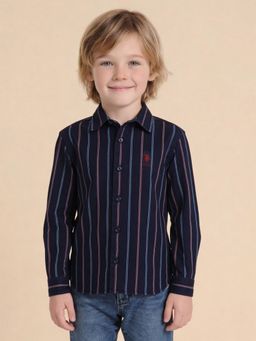 U.S. POLO ASSN. - Kids Boys Vertical Striped Twill Shirt