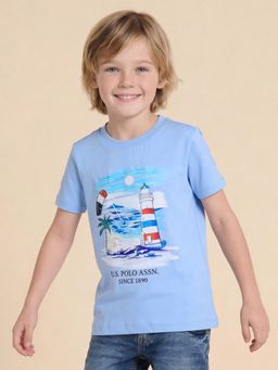 U.S. POLO ASSN. - Kids Boys Graphic Printed Regular Fit T-Shirt
