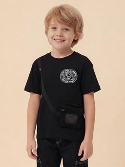 U.S. POLO ASSN. - Kids Black Boys Solid Oversized Fit T-Shirt