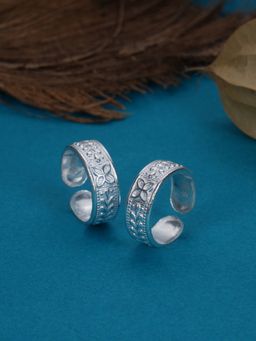 Praavy - 925 Silver Floral with Leaf Adjustable Toe Ring