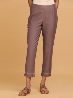 Folksong - Solid Light Purple Solid Slim Pants