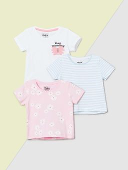 max - Girls Multi-Color Printed T-shirts (Pack of 3)