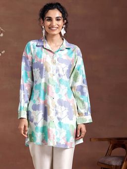 Libas - Green Floral Printed Short Kurti