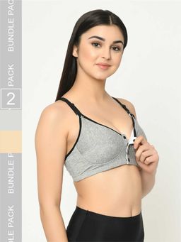 Mamma Presto - Front Open Lightly Padded Maternity Nursing Bra Peach,Multi-Color (Pack of 2)